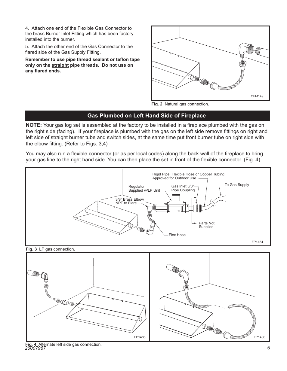 Gas plumbed on left hand side of fireplace | Vermont Casting P User Manual | Page 5 / 12