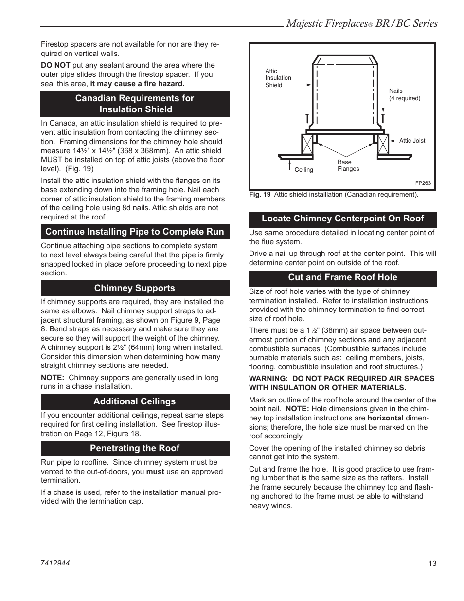 Majestic fireplaces, Br/bc series | Vermont Casting BR36  EN User Manual | Page 13 / 24