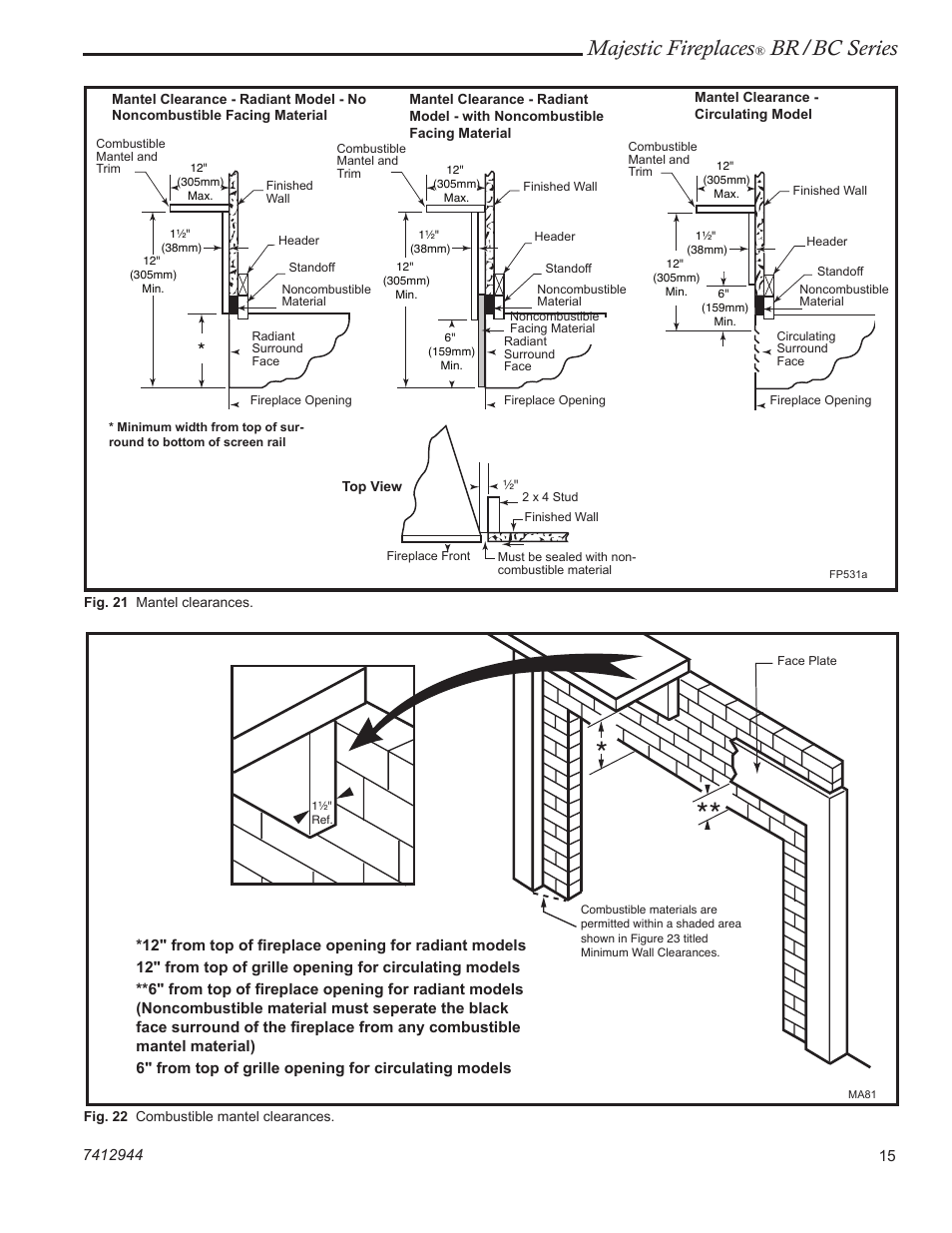 Majestic fireplaces, Br/bc series | Vermont Casting BR36  EN User Manual | Page 15 / 24