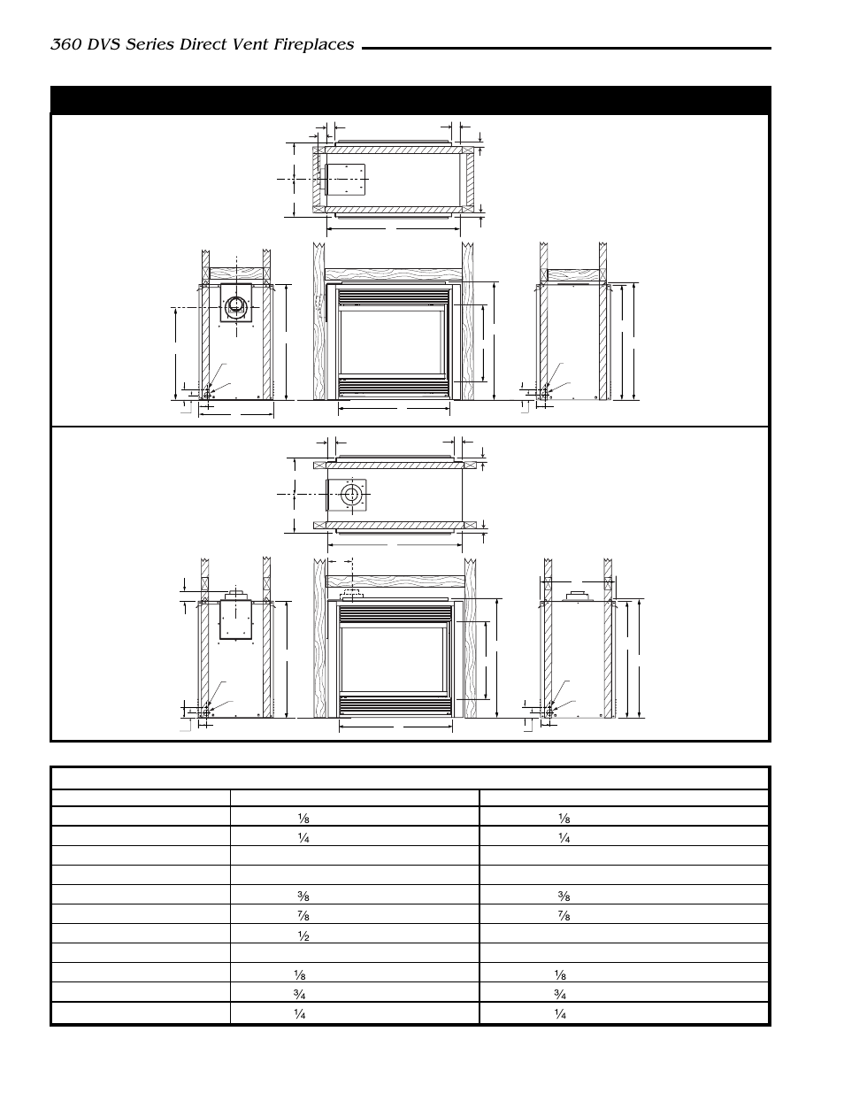 360 dvs series direct vent fireplaces, Fireplace dimensions - 360dvs2 | Vermont Casting 360DVSL User Manual | Page 4 / 40