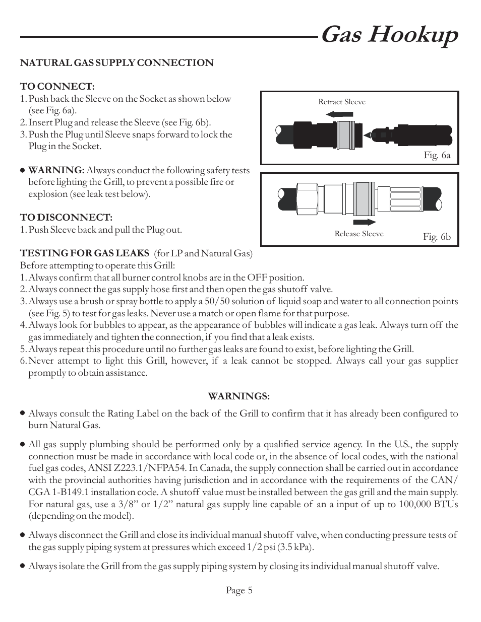 Gas hookup | Vermont Casting VCS5037 User Manual | Page 10 / 27