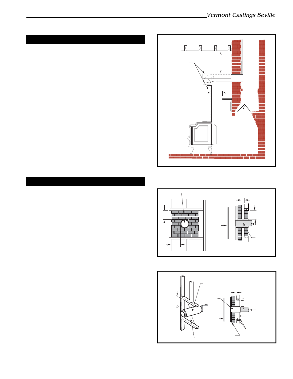 Vermont castings seville, Connection above the fireplace, Wall pass-throughs | Vermont Casting 1635 User Manual | Page 7 / 28