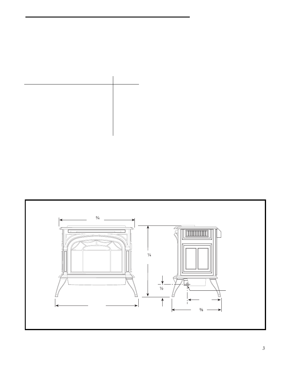 Specifications, Dimensions, Vermont castings radiance | Vermont Casting RUVS40 User Manual | Page 3 / 24