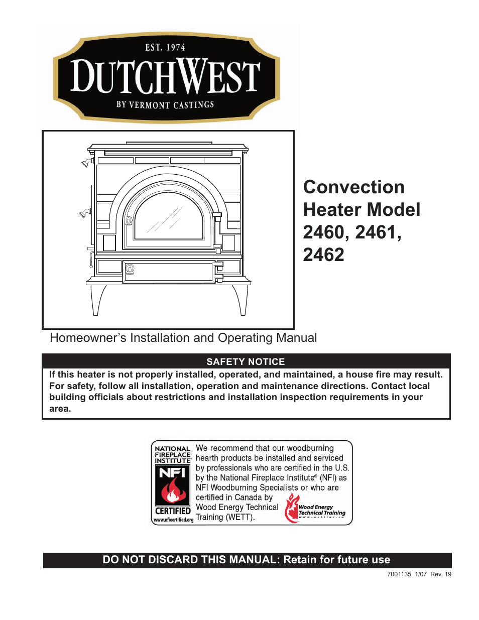 Vermont Casting DutchWest 2462 User Manual | 32 pages