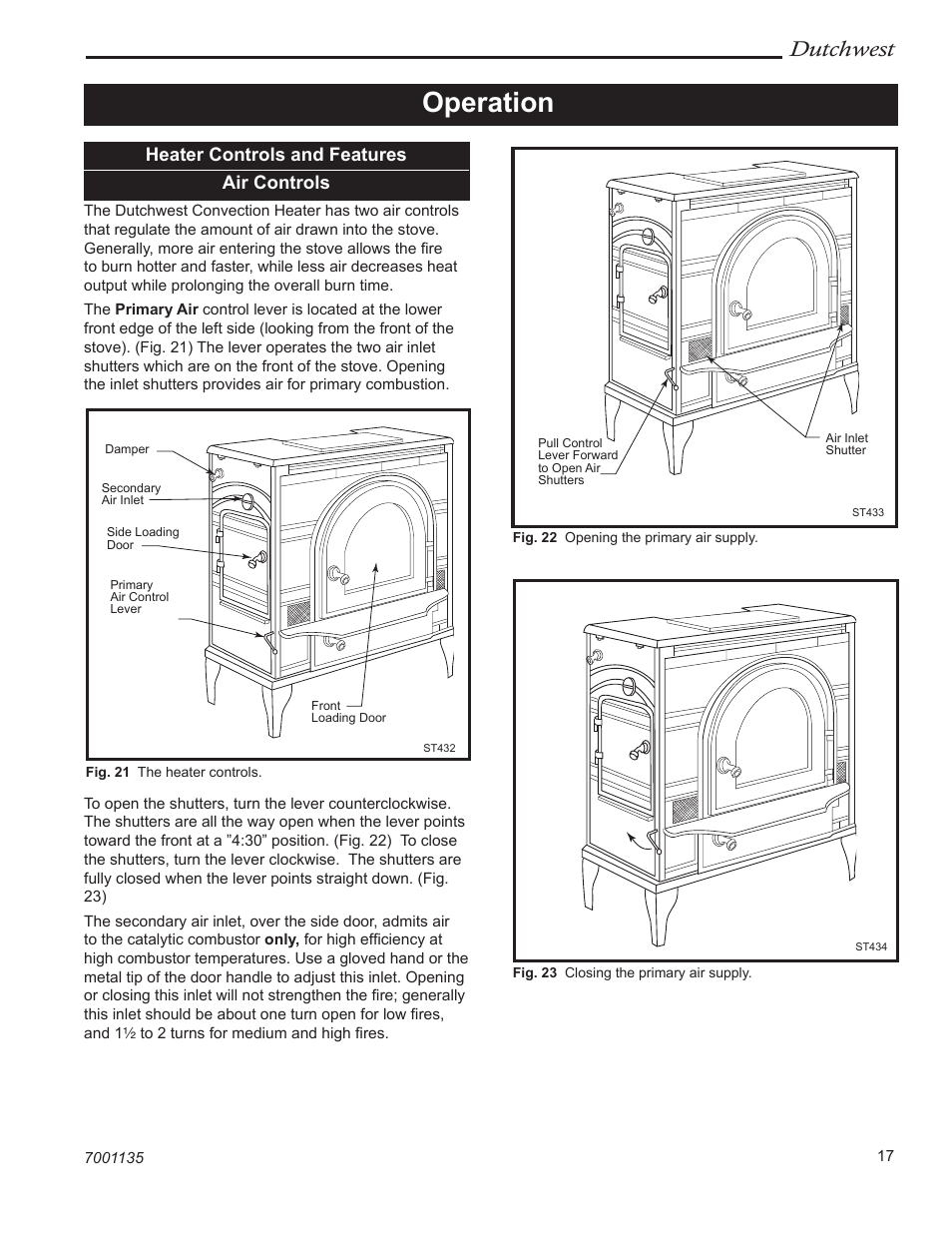 Operation, Dutchwest | Vermont Casting DutchWest 2462 User Manual | Page 17 / 32
