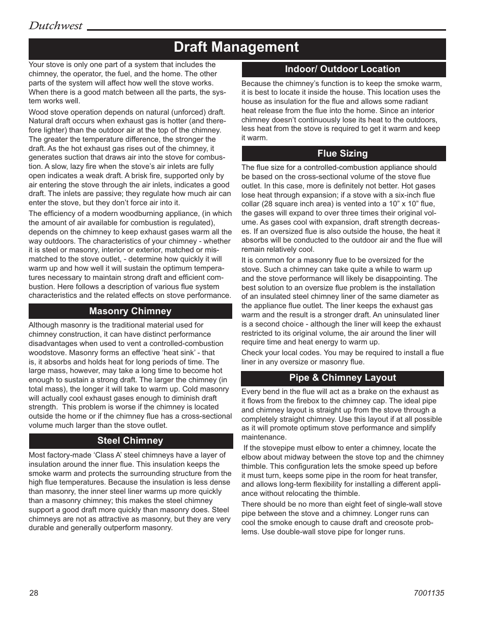 Draft management, Dutchwest | Vermont Casting DutchWest 2462 User Manual | Page 28 / 32