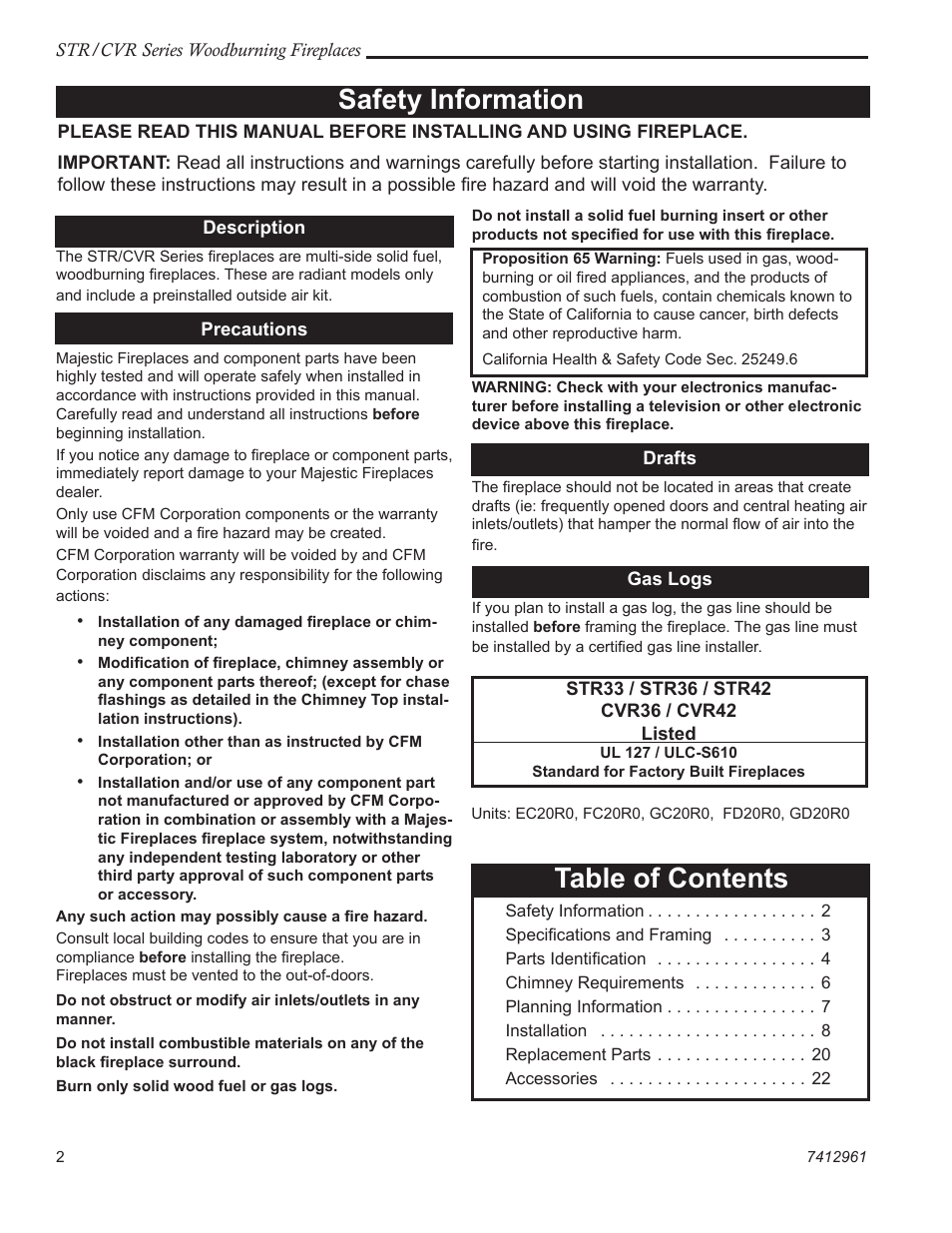 Vermont Casting STR33 User Manual | Page 2 / 28