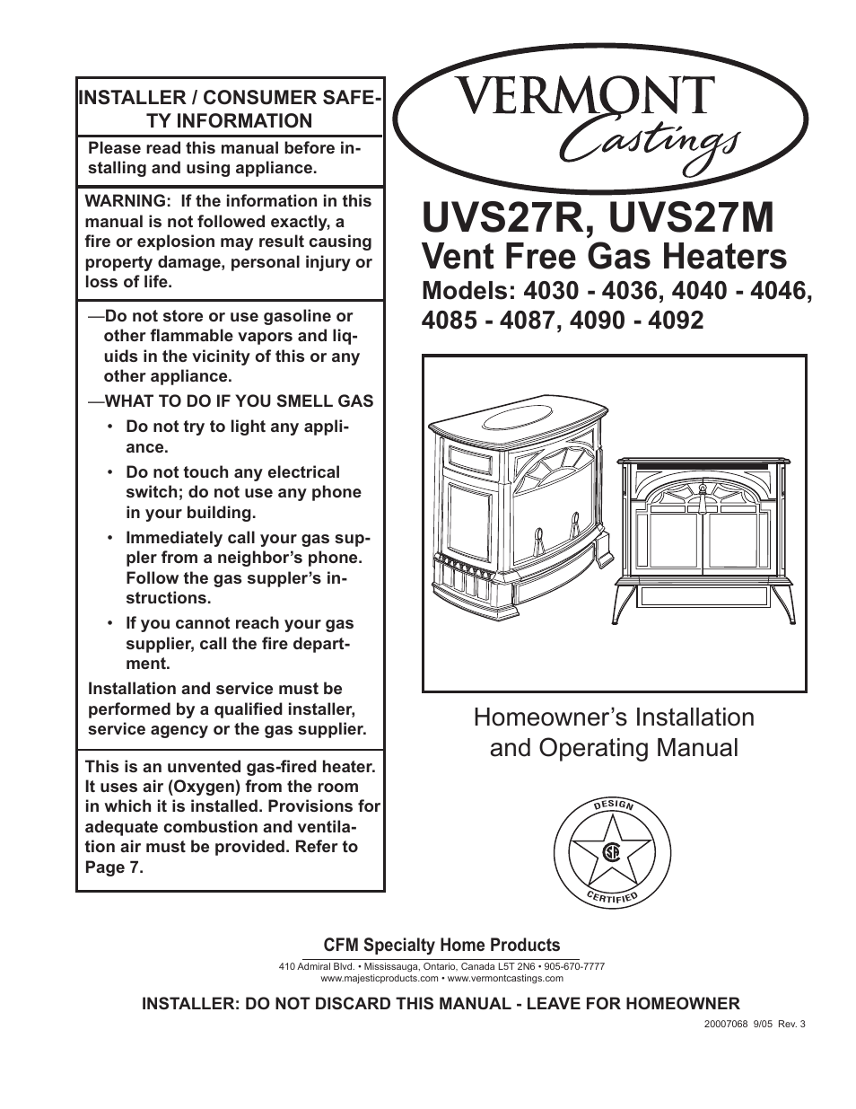 Vermont Casting 4030 - 4036 User Manual | 28 pages