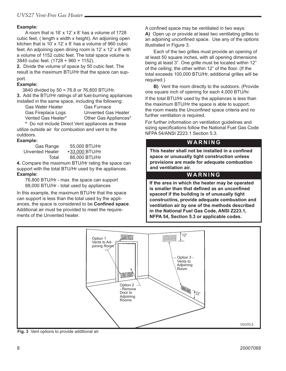 Uvs27 vent-free gas heater | Vermont Casting 4030 - 4036 User Manual | Page 8 / 28