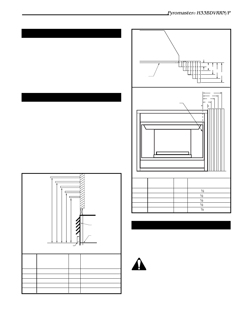 Pyromaster, H33bdvrrn/p, Hearth | Mantels, Clearance to combustibles mantel chart | Vermont Casting H33BDVRRN User Manual | Page 5 / 32