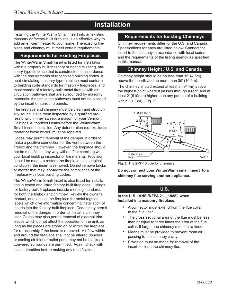 Installation | Vermont Casting 2080 User Manual | Page 4 / 24