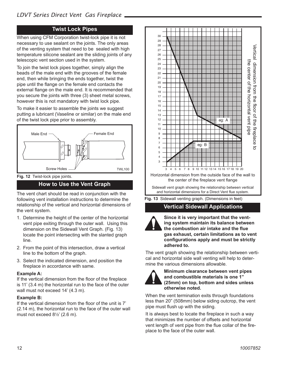 Ldvt series direct vent gas fireplace, Twist lock pipes | Vermont Casting 43LDVT User Manual | Page 12 / 40