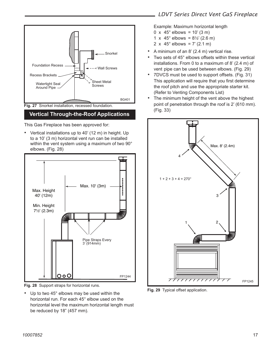 Ldvt series direct vent gas fireplace, Vertical through-the-roof applications | Vermont Casting 43LDVT User Manual | Page 17 / 40