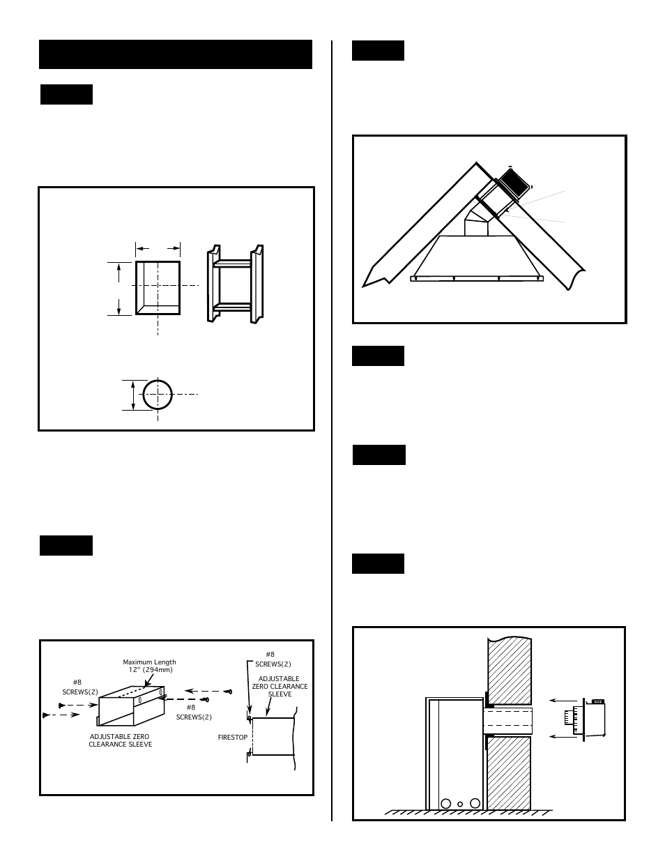 Rear wall installations, Straight out thru the wall application, Vent opening — noncombustible wall | Vent opening — combustible wall | Vermont Casting DBR36 User Manual | Page 11 / 32