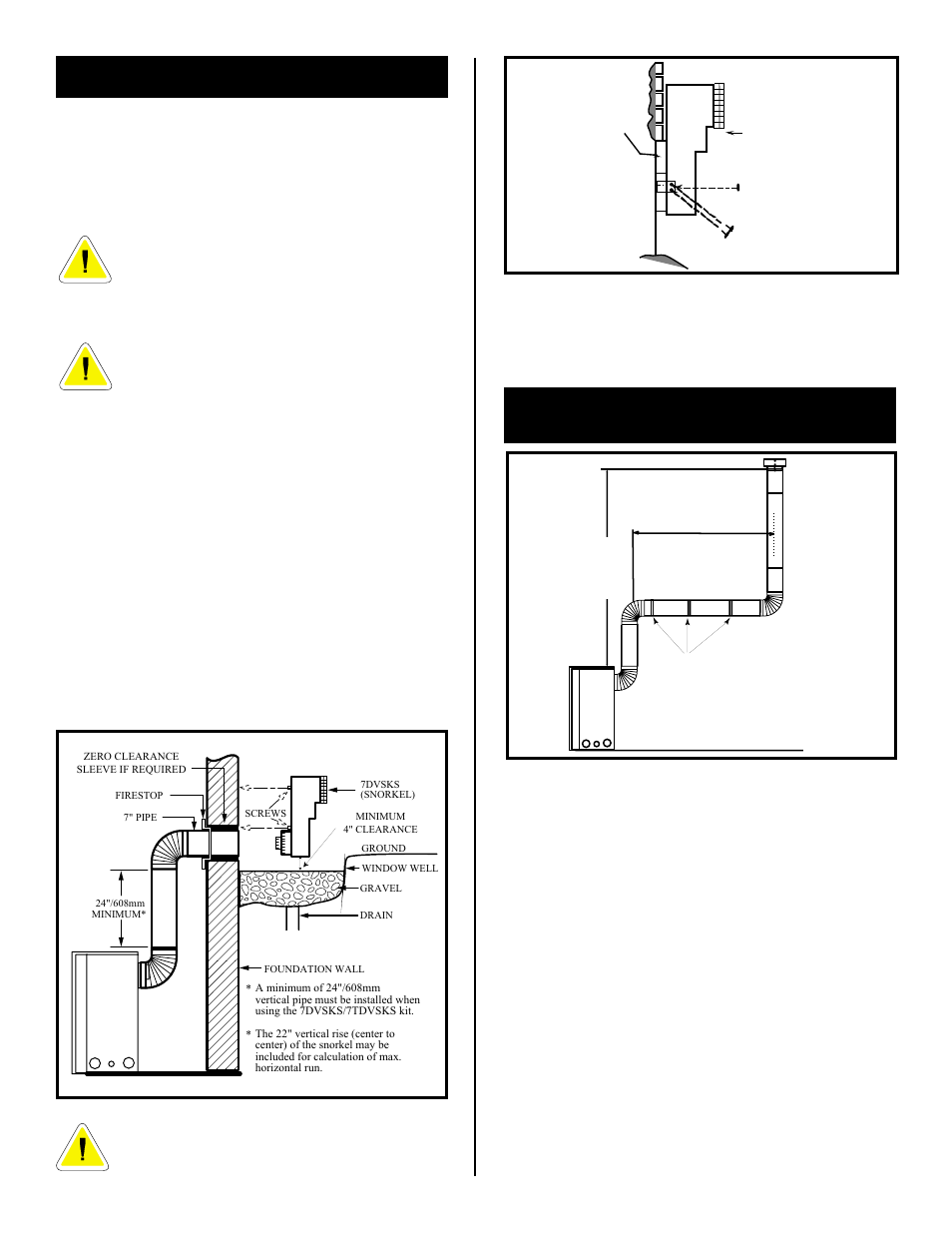 Vertical through the roof applications, Below grade installations | Vermont Casting DBR36 User Manual | Page 16 / 32