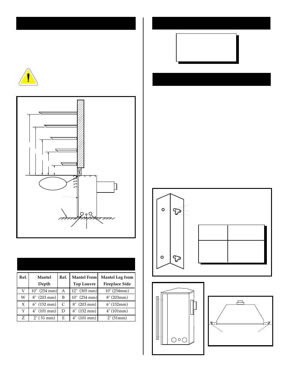Mantel chart, Mantels, Clearance to combustibles | Framing and finishing | Vermont Casting DBR36 User Manual | Page 5 / 32