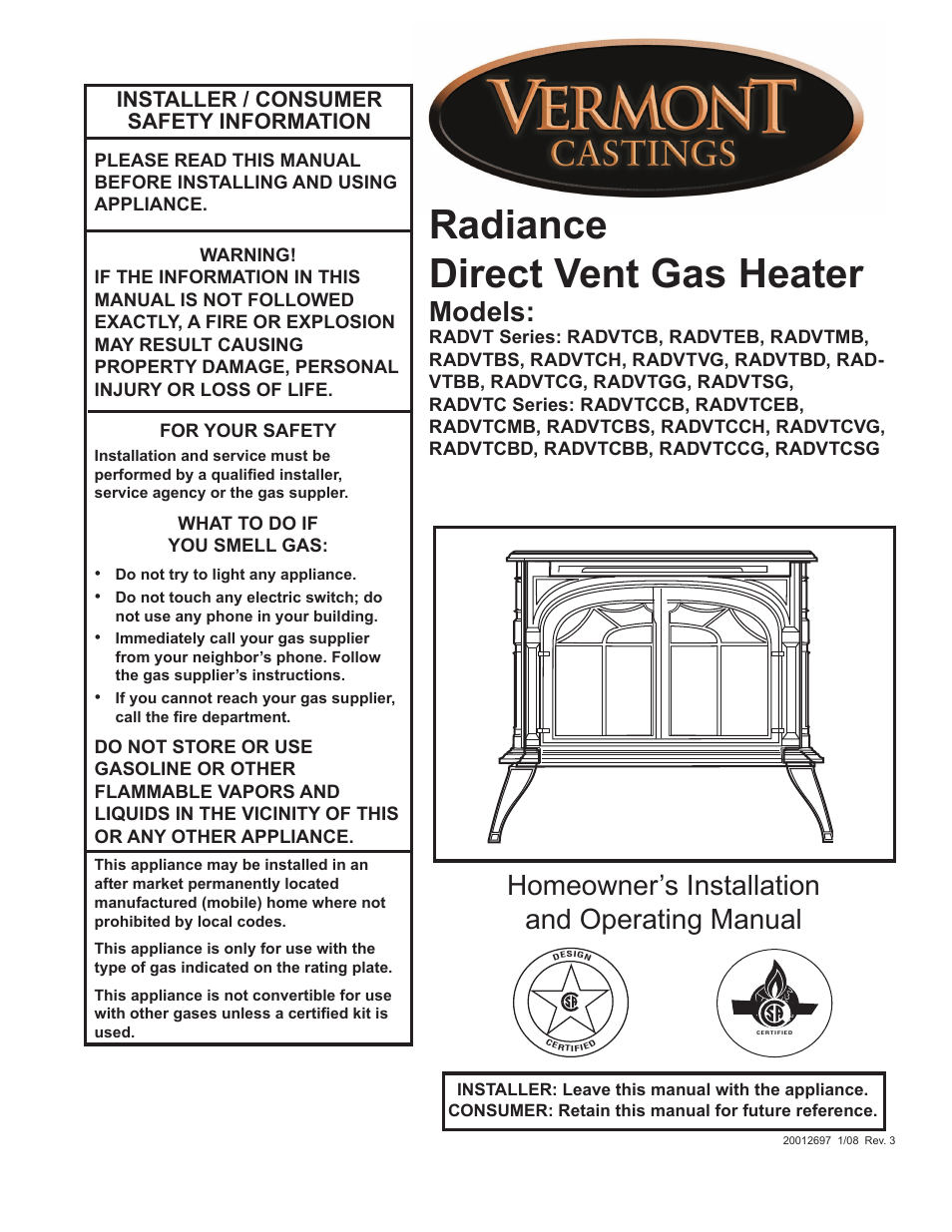 Vermont Casting RADVTCB User Manual | 52 pages