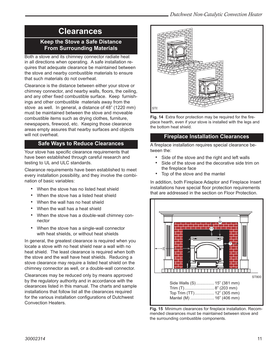 Clearances | Vermont Casting 2477 User Manual | Page 11 / 32