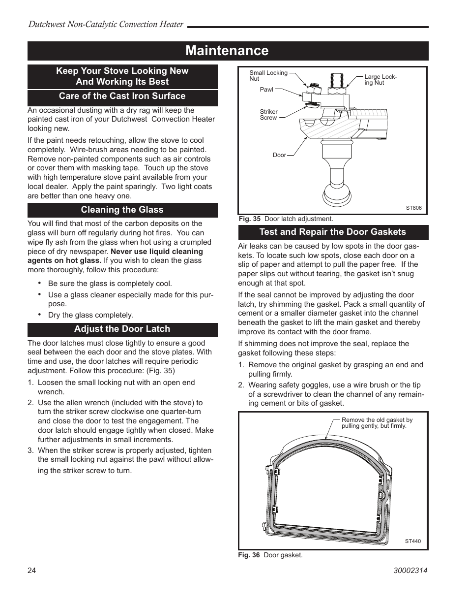 Maintenance | Vermont Casting 2477 User Manual | Page 24 / 32