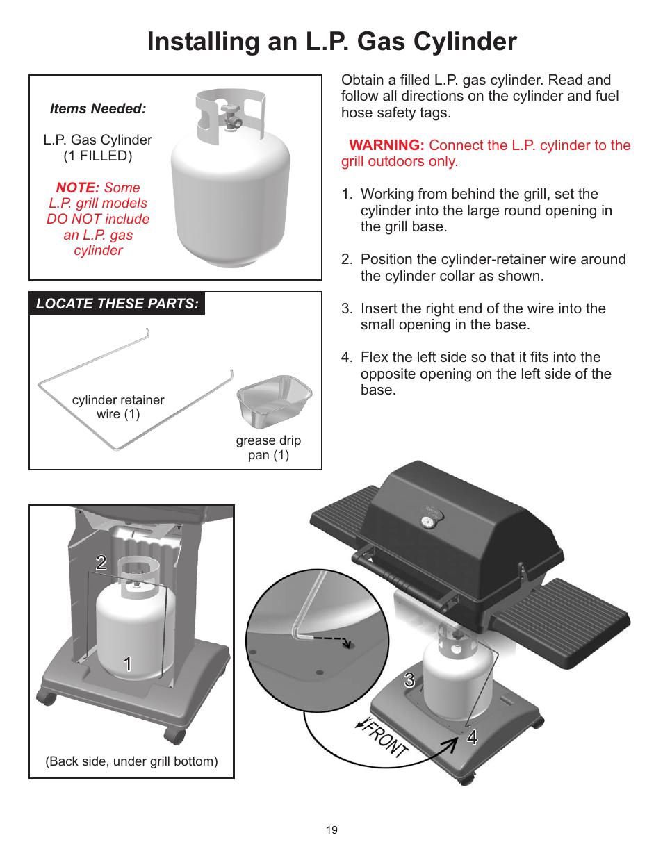 Installing an l.p. gas cylinder | Vermont Casting 6000 User Manual | Page 19 / 25