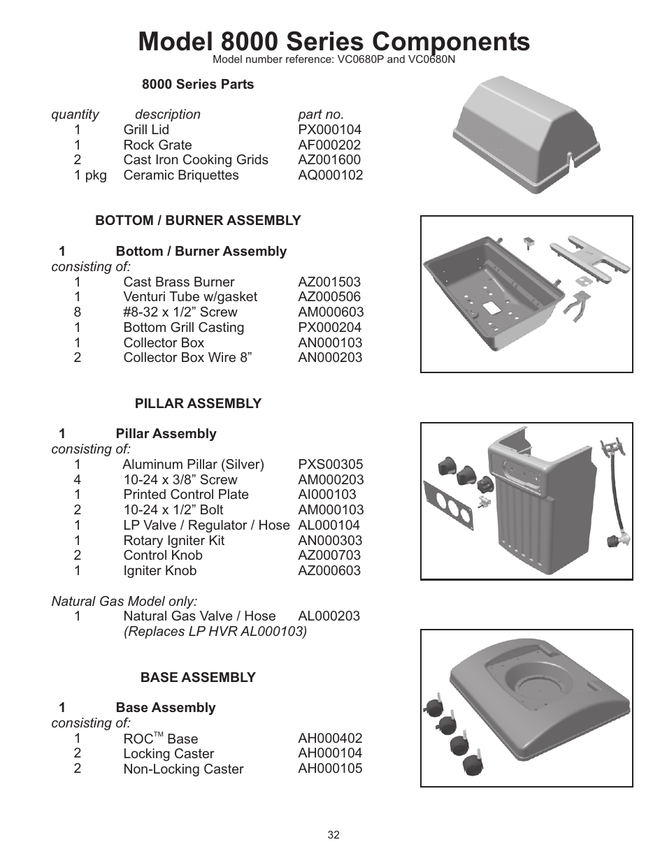 Model 8000 series components | Vermont Casting 6000 User Manual | Page 25 / 25