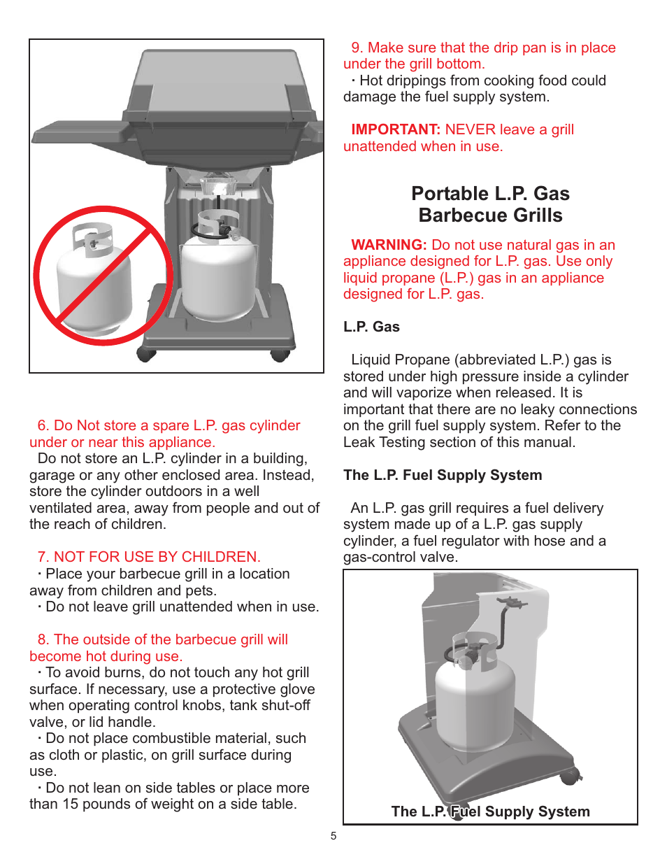 Portable l.p. gas barbecue grills | Vermont Casting 6000 User Manual | Page 5 / 25