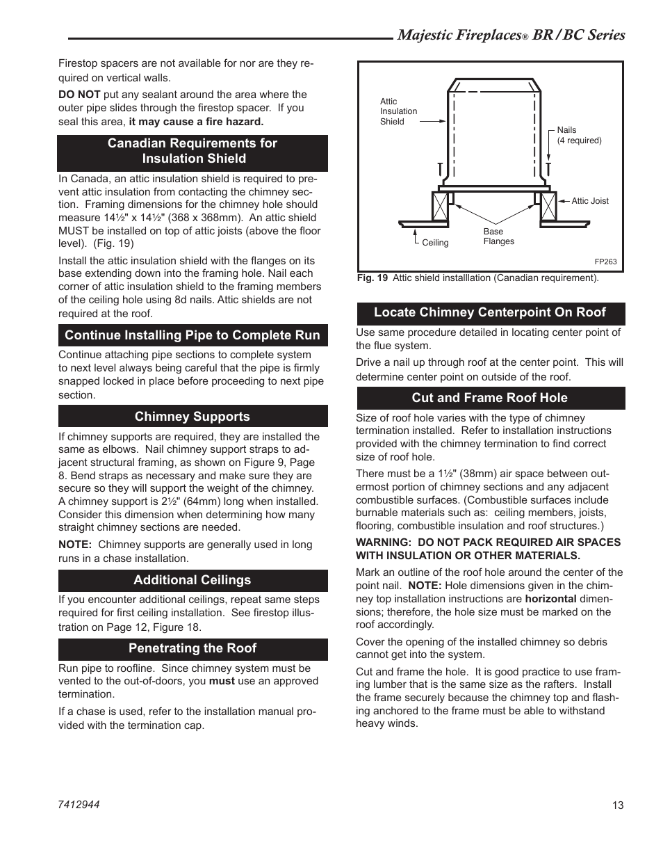 Majestic fireplaces, Br/bc series | Vermont Casting BC36 User Manual | Page 13 / 24