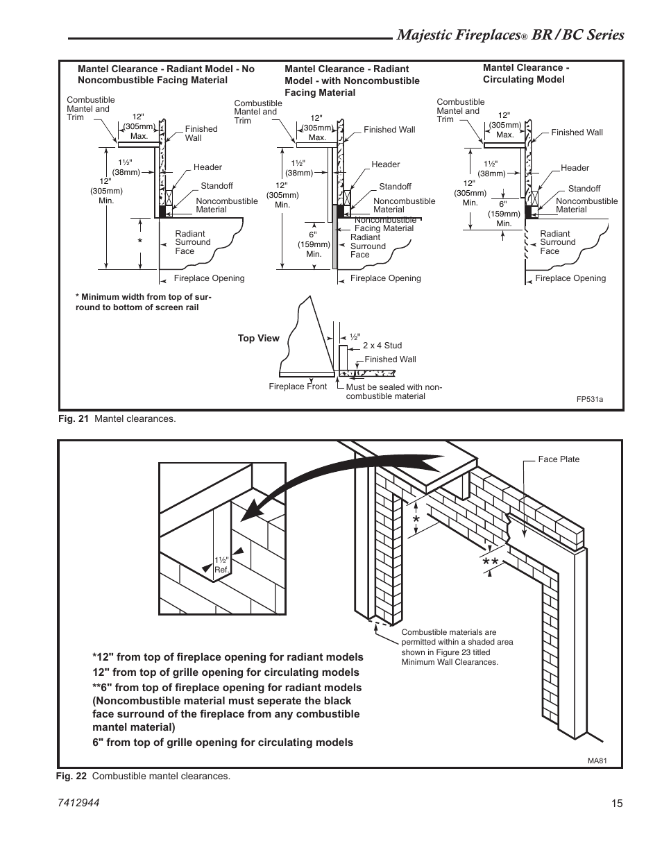 Majestic fireplaces, Br/bc series | Vermont Casting BC36 User Manual | Page 15 / 24