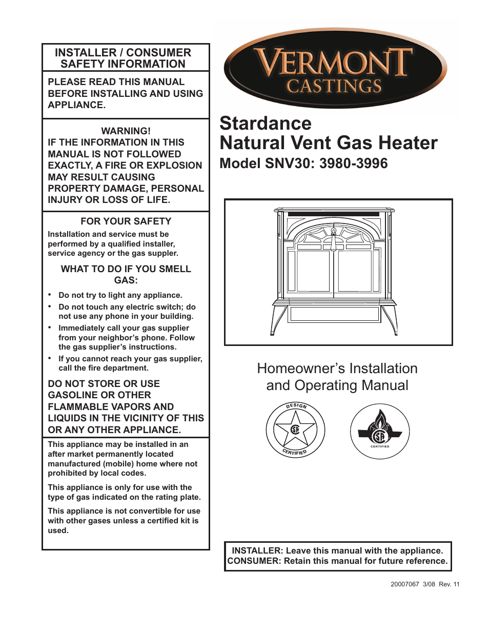 Vermont Casting SNV30 User Manual | 32 pages