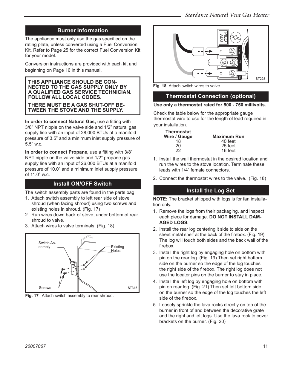 Stardance natural vent gas heater | Vermont Casting SNV30 User Manual | Page 11 / 32