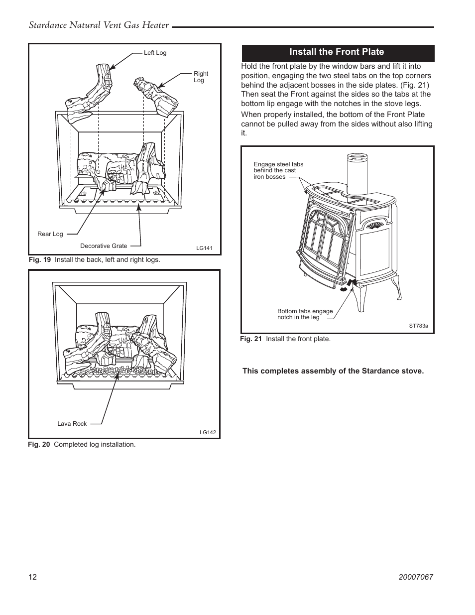 Stardance natural vent gas heater | Vermont Casting SNV30 User Manual | Page 12 / 32