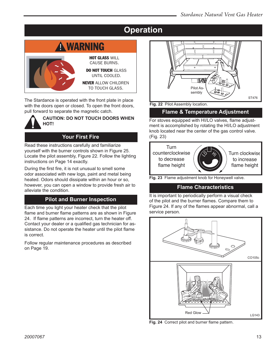 Operation, Stardance natural vent gas heater | Vermont Casting SNV30 User Manual | Page 13 / 32