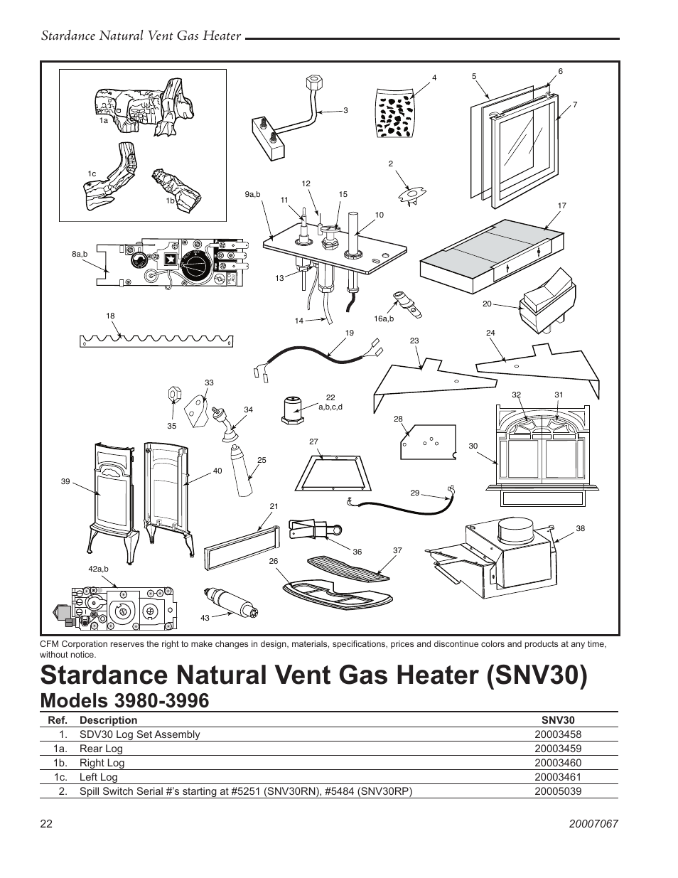 Stardance natural vent gas heater (snv30), Stardance natural vent gas heater | Vermont Casting SNV30 User Manual | Page 22 / 32
