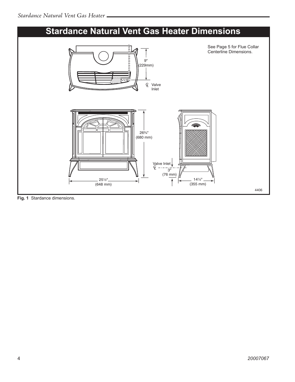 Stardance natural vent gas heater dimensions, Stardance natural vent gas heater | Vermont Casting SNV30 User Manual | Page 4 / 32