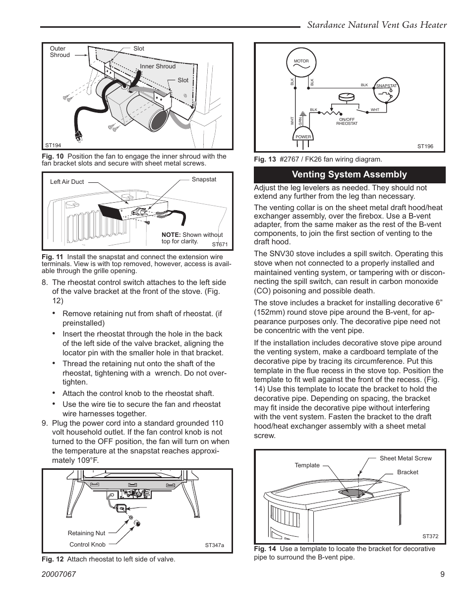 Stardance natural vent gas heater, Venting system assembly | Vermont Casting SNV30 User Manual | Page 9 / 32