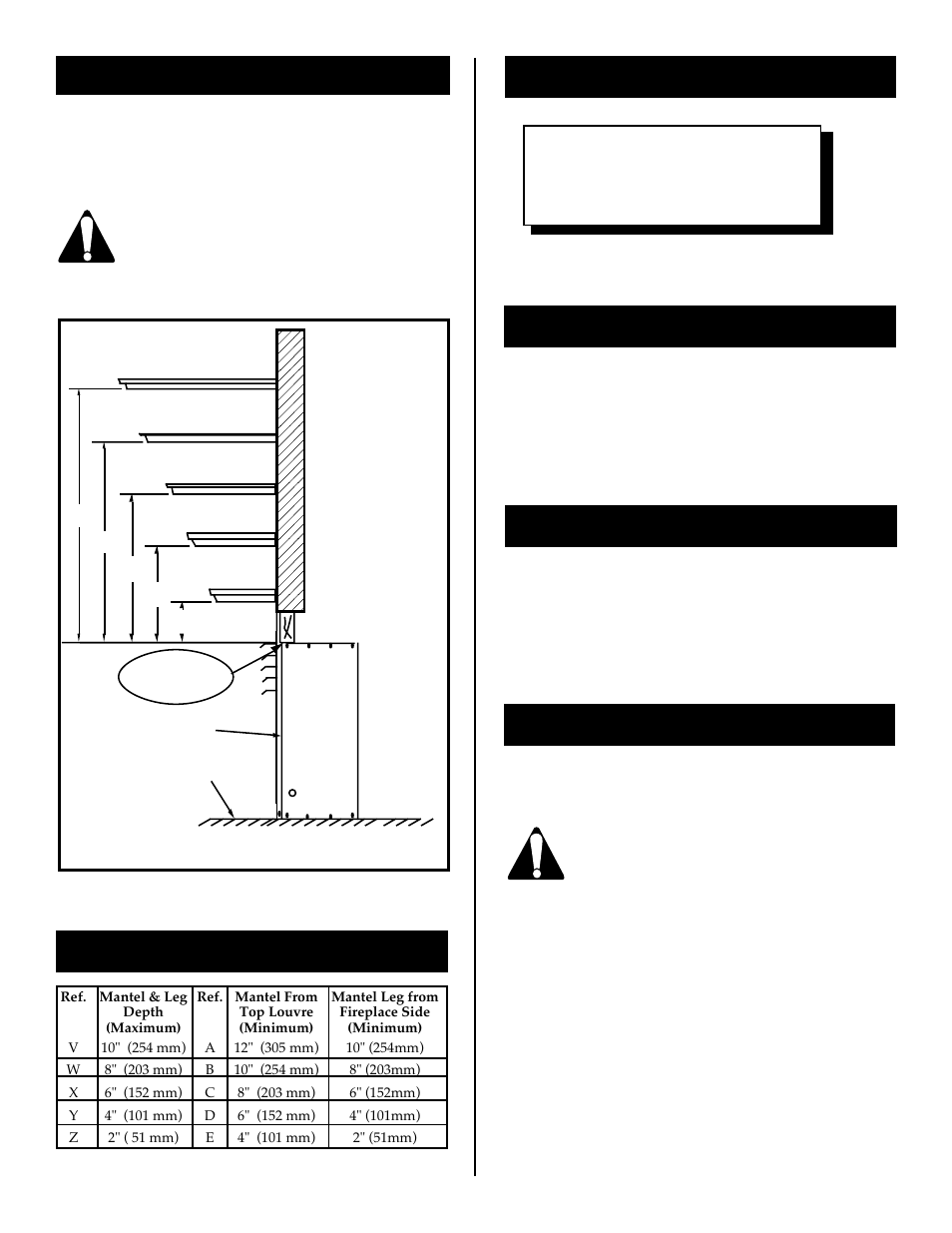 Framing and finishing mantels, Clearance to combustibles mantel chart, Final finishing | Hearth | Vermont Casting DEF33CE User Manual | Page 5 / 12