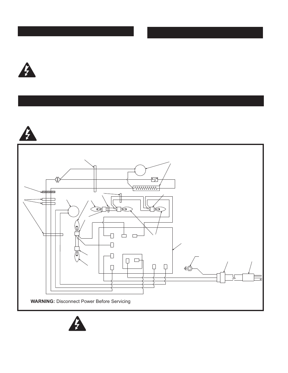 Electrical wiring diagram, Cleaning, Maintenance of motors | Warning: disconnect power before servicing | Vermont Casting HEF26 User Manual | Page 9 / 14