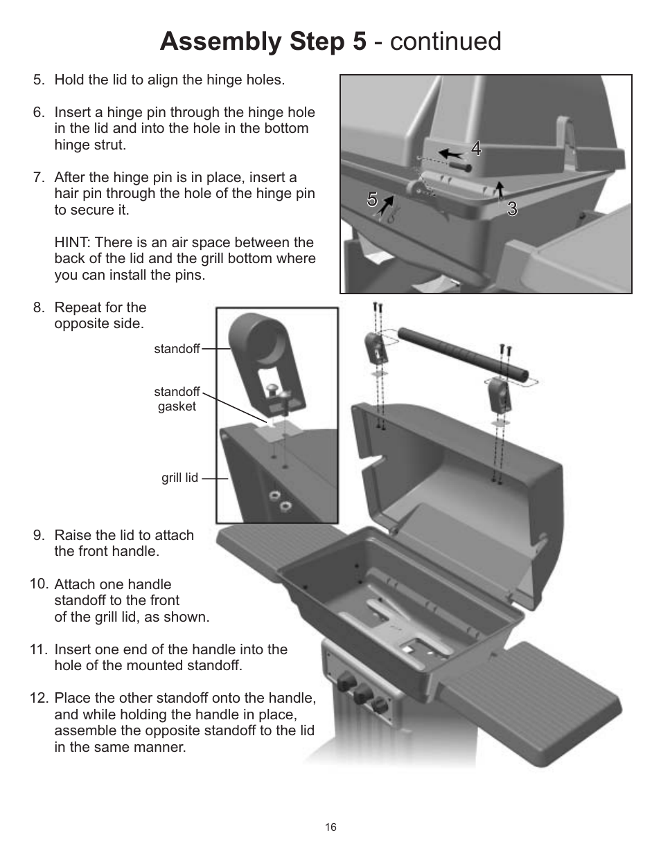 Assembly step 5 - continued | Vermont Casting VC0620P User Manual | Page 16 / 40