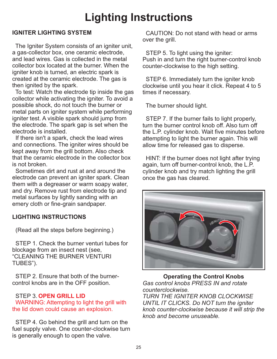 Lighting instructions | Vermont Casting VC0620P User Manual | Page 25 / 40