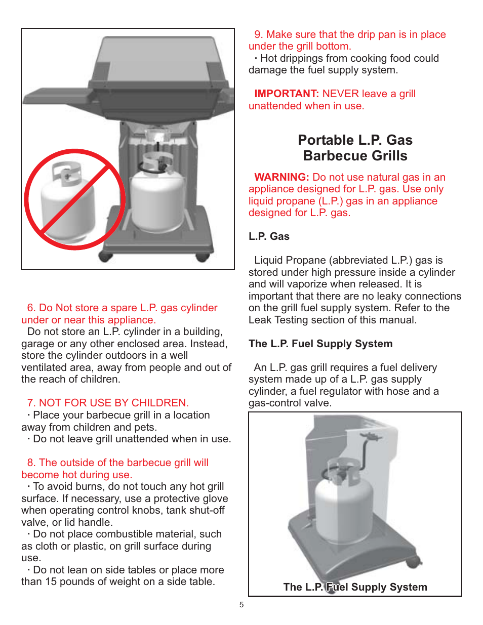 Portable l.p. gas barbecue grills | Vermont Casting VC0620P User Manual | Page 5 / 40