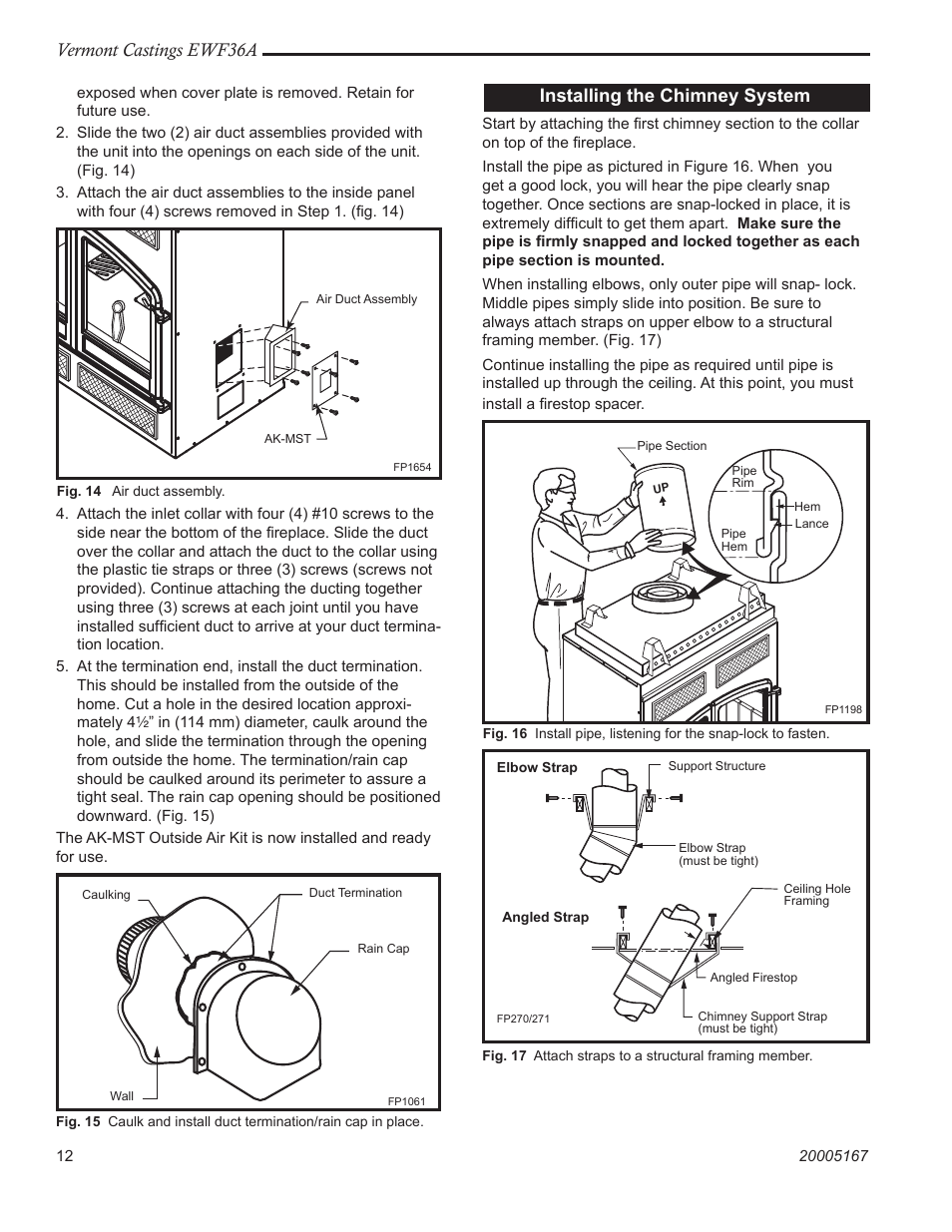 Vermont castings ewf36a, Installing the chimney system | Vermont Casting EWF36 User Manual | Page 12 / 32