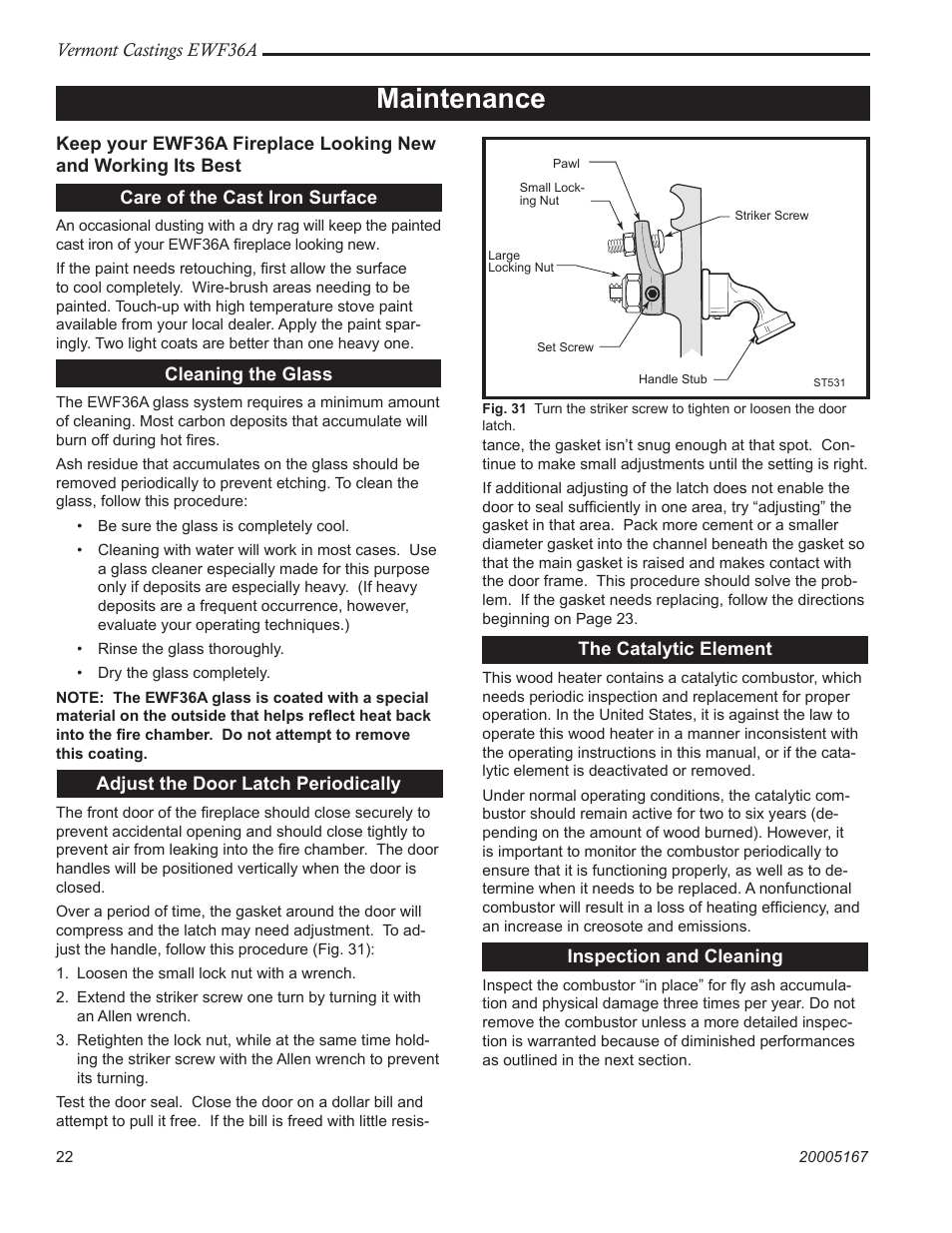 Maintenance | Vermont Casting EWF36 User Manual | Page 22 / 32