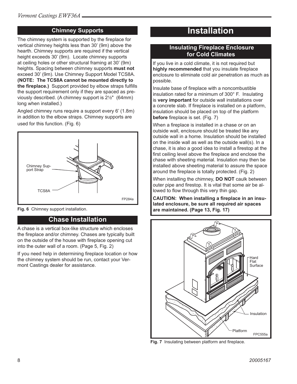 Installation, Chase installation | Vermont Casting EWF36 User Manual | Page 8 / 32