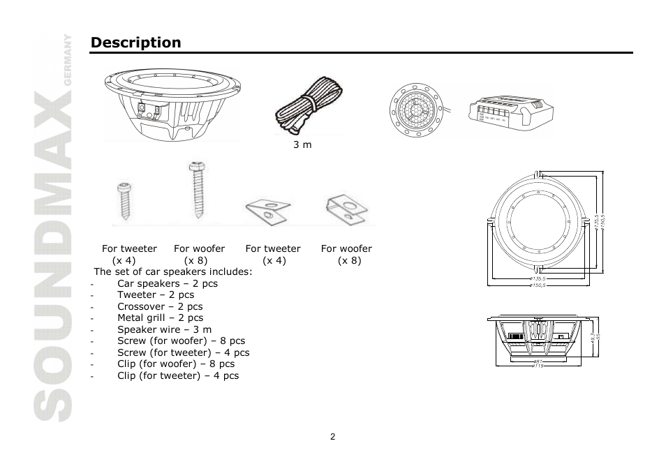 Description | SoundMax SM-CSF5.2 User Manual | Page 2 / 13