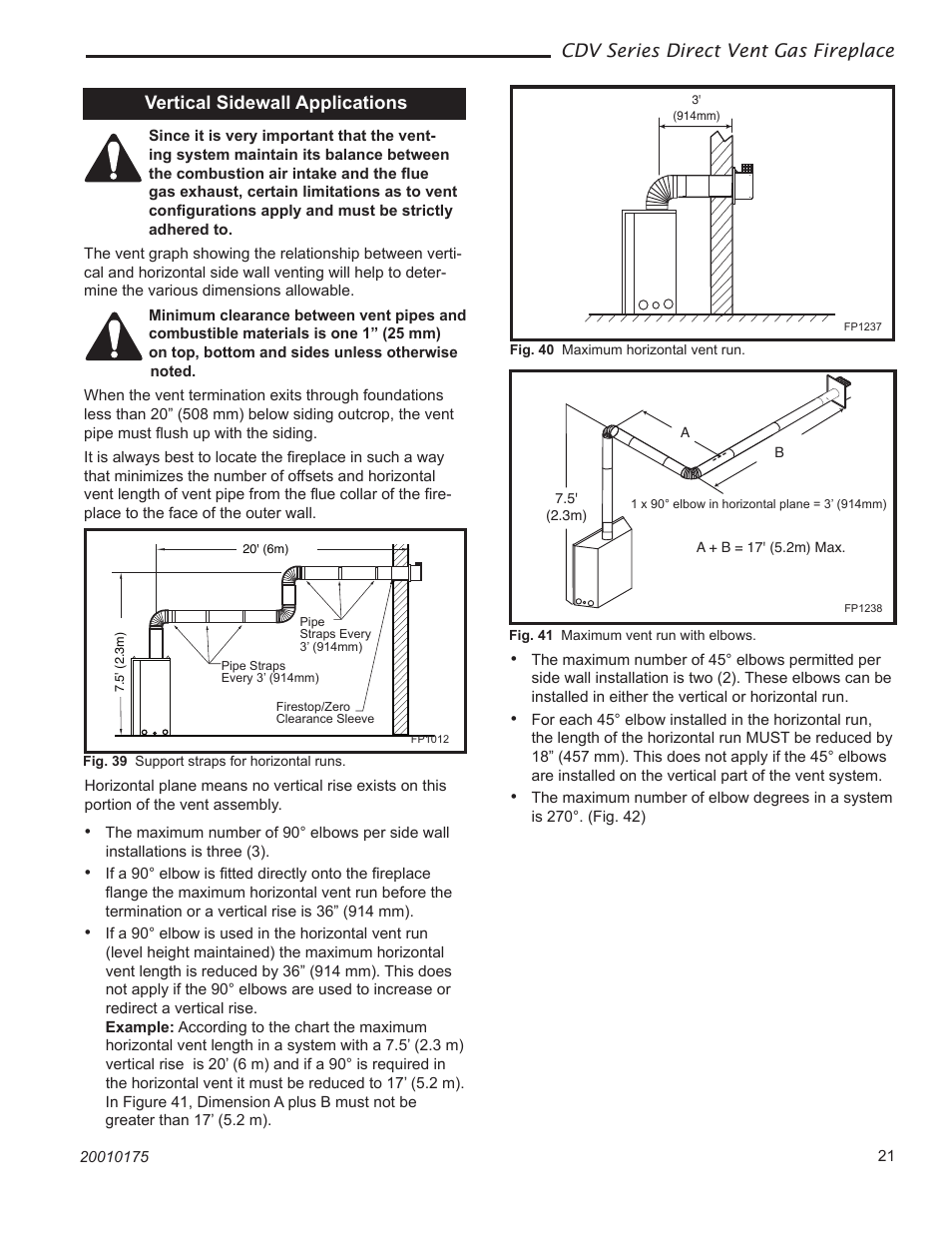 Cdv series direct vent gas fireplace, Vertical sidewall applications | Vermont Casting 36CDVTRN User Manual | Page 21 / 40