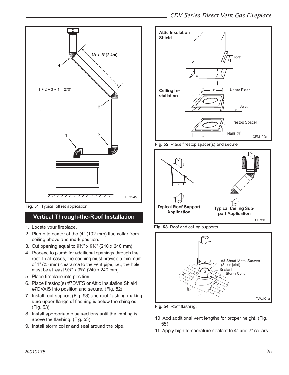Cdv series direct vent gas fireplace, Vertical through-the-roof installation | Vermont Casting 36CDVTRN User Manual | Page 25 / 40
