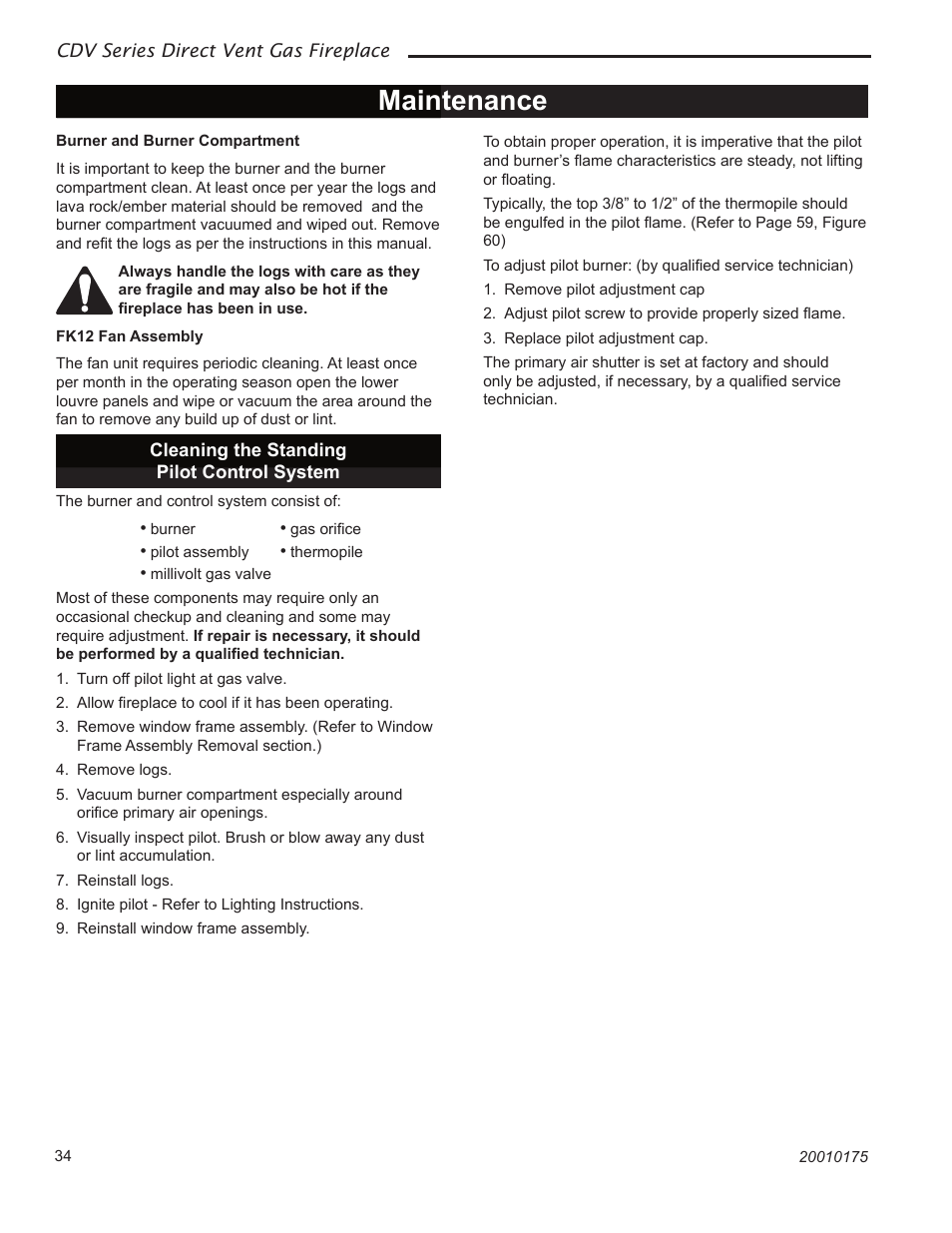 Maintenance | Vermont Casting 36CDVTRN User Manual | Page 34 / 40