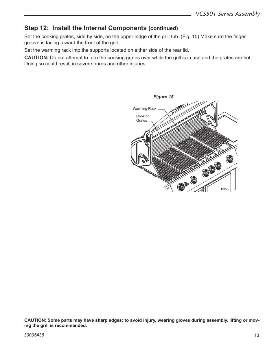 Step 12: install the internal components | Vermont Casting VCS501 User Manual | Page 13 / 18