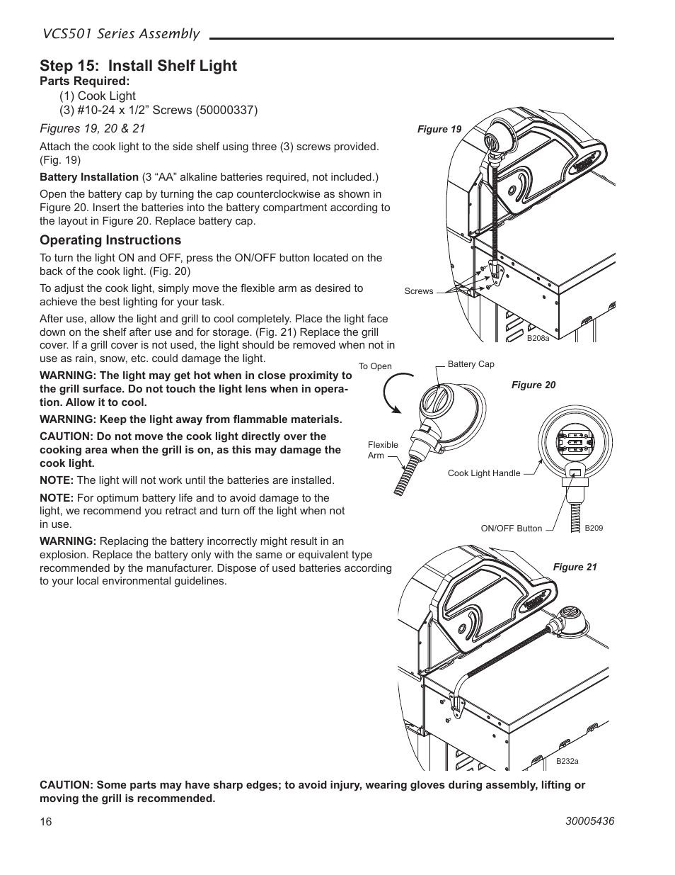 Step 15: install shelf light, A attach, A shelf | Vermont Casting VCS501 User Manual | Page 16 / 18