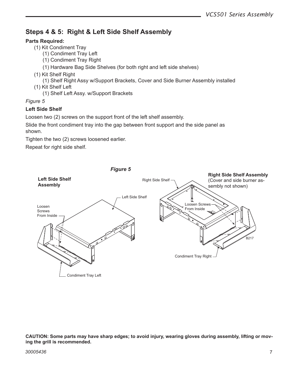 Steps 4 & 5: right & left side shelf assembly | Vermont Casting VCS501 User Manual | Page 7 / 18